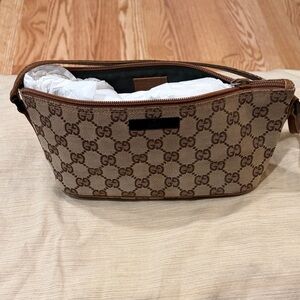 Gucci Beige and Brown Monogram Belt Bag